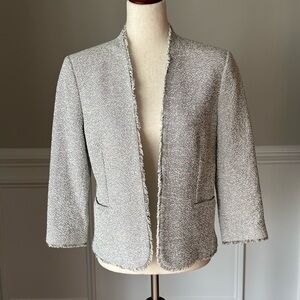 Ann Taylor Fringe Trim Tweed Jacket size 8